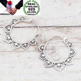 Vintage Silver Flower Taiyin Hoop Earrings EA452