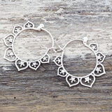 Vintage Silver Flower Taiyin Hoop Earrings EA452