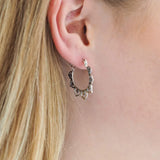 Vintage Silver Flower Taiyin Hoop Earrings EA452