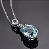 Water Drop Zircon 925 Sterling Silver Pendant Necklace