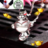 OMHXZJ S925 Sterling Silver Monkey Necklace Pendant CA141