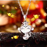 OMHXZJ S925 Sterling Silver Monkey Necklace Pendant CA141