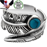 Vintage Turquoise Wing Silver Ring - RR832