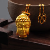 European Woman Man Party Wedding Gift Buddha 24KT Yellow Necklace Pendant Charm