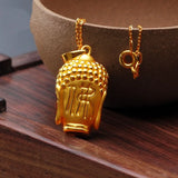 European Woman Man Party Wedding Gift Buddha 24KT Yellow Necklace Pendant Charm