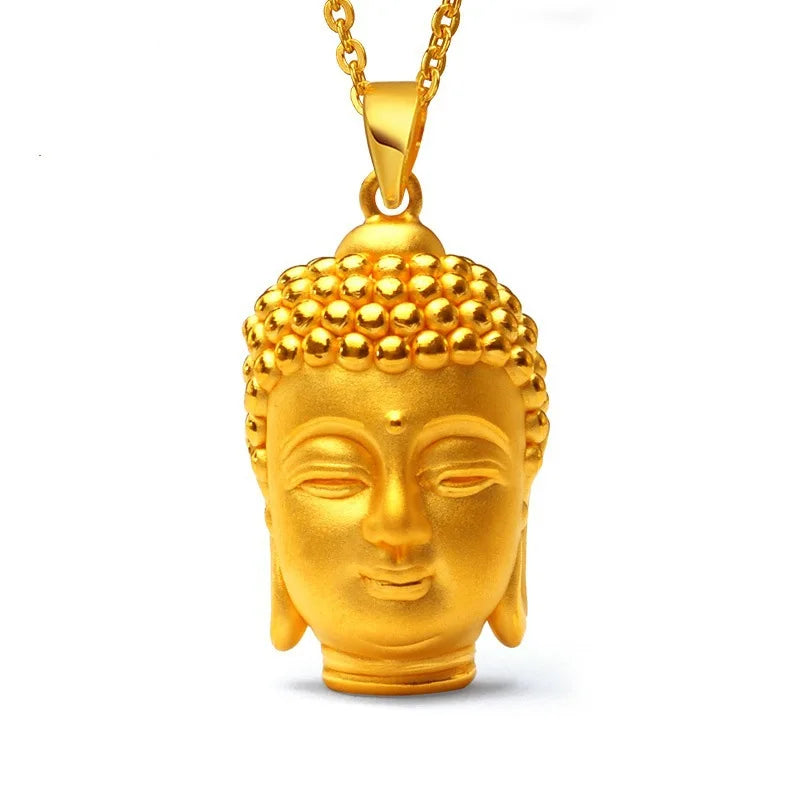 European Woman Man Party Wedding Gift Buddha 24KT Yellow Necklace Pendant Charm