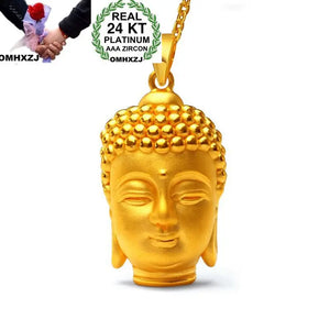 European Woman Man Party Wedding Gift Buddha 24KT Yellow Necklace Pendant Charm