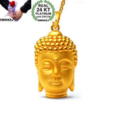 European Woman Man Party Wedding Gift Buddha 24KT Yellow Necklace Pendant Charm