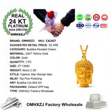 European Woman Man Party Wedding Gift Buddha 24KT Yellow Necklace Pendant Charm