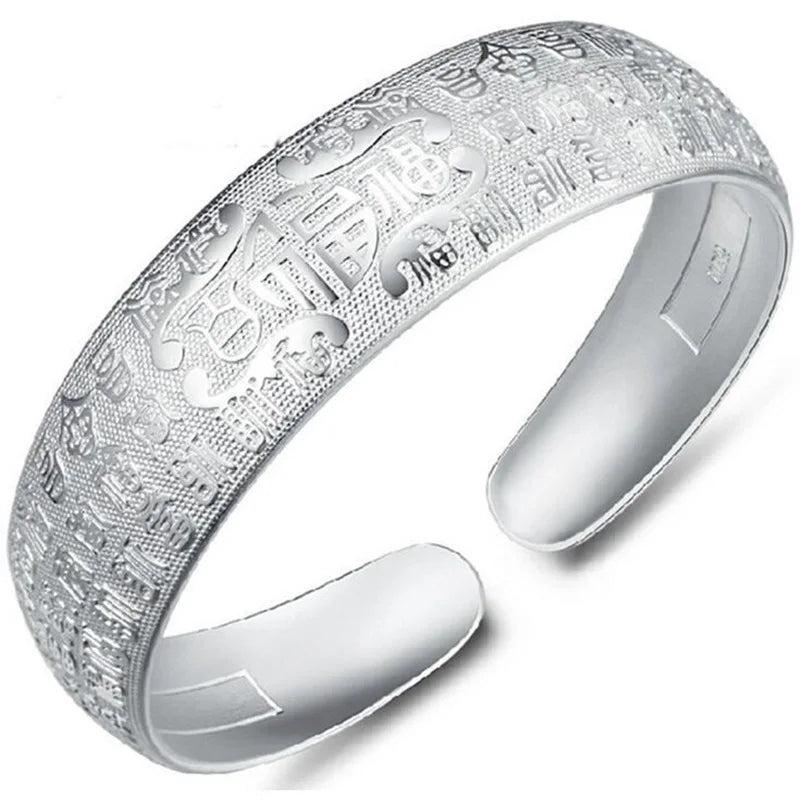 European Wedding Gift Fortune S999 Silver Cuff Bangle