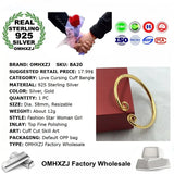 European Party Wedding Love Cursing Open S925 Sterling Silver Cuff Bangle