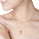 European Wedding Gift Rose 24KT Yellow Necklace Pendant Charm