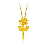 European Wedding Gift Rose 24KT Yellow Necklace Pendant Charm