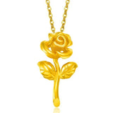 European Wedding Gift Rose 24KT Yellow Necklace Pendant Charm