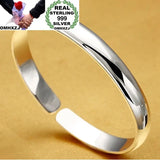 European Woman Man Party Wedding Gift S999 Sterling Silver Cuff Bangle