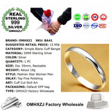 European Woman Man Party Wedding Gift S999 Sterling Silver Cuff Bangle