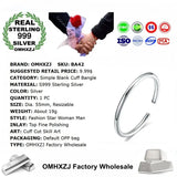 European Wedding Party Gift S999 Silver Cuff Bangle