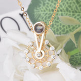 European Woman Ferris Wheel LOVE Zircon Pendant Necklace