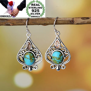 Vintage Water Drop Turquoise Tai Silver Drop Earrings
