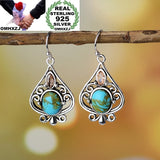 Vintage Water Drop Turquoise Tai Silver Drop Earrings