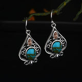 Vintage Water Drop Turquoise Tai Silver Drop Earrings