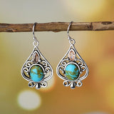 Vintage Water Drop Turquoise Tai Silver Drop Earrings
