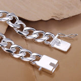 European Man Party Wedding Gift Wide Silver Alloy 925 Chain Necklace