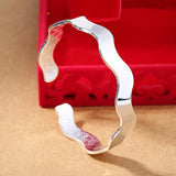 Boho Woman Child Couple Water Ripples 925 Sterling Silver Bracelet Bangle