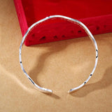 Boho Woman Child Couple Water Ripples 925 Sterling Silver Bracelet Bangle