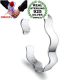 Boho Woman Child Couple Water Ripples 925 Sterling Silver Bracelet Bangle