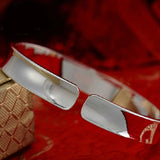Concave 999 Silver Bracelet Bangle Open Adjustable SZ81