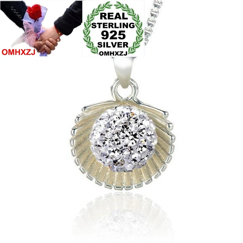 OL Woman Scallops Drill Zircon 925 Silver Pendant PE159