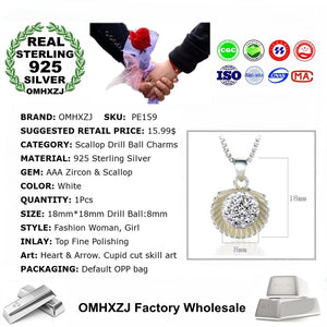 OL Woman Scallops Drill Zircon 925 Silver Pendant PE159