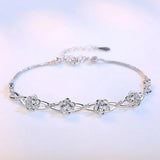 Peach Blossom Purple Zircon 925 Silver Bracelet Bangle SZ86