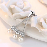 Classic Fan OL Woman ABS Shell Pearl 925 Sterling Silver Pendant Charms PE151