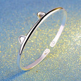 Child Cat Ears Silver Bracelet Bangle SZ65
