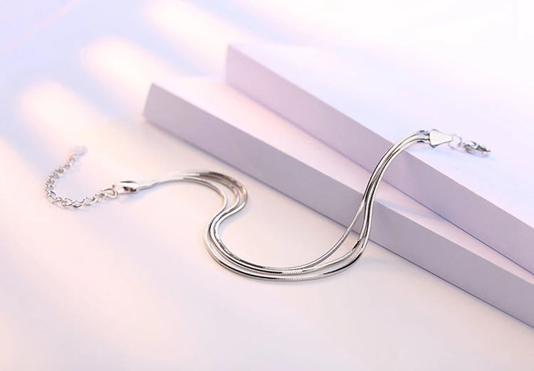 Sterling Silver Snake Bone Chain Bracelet SZ87