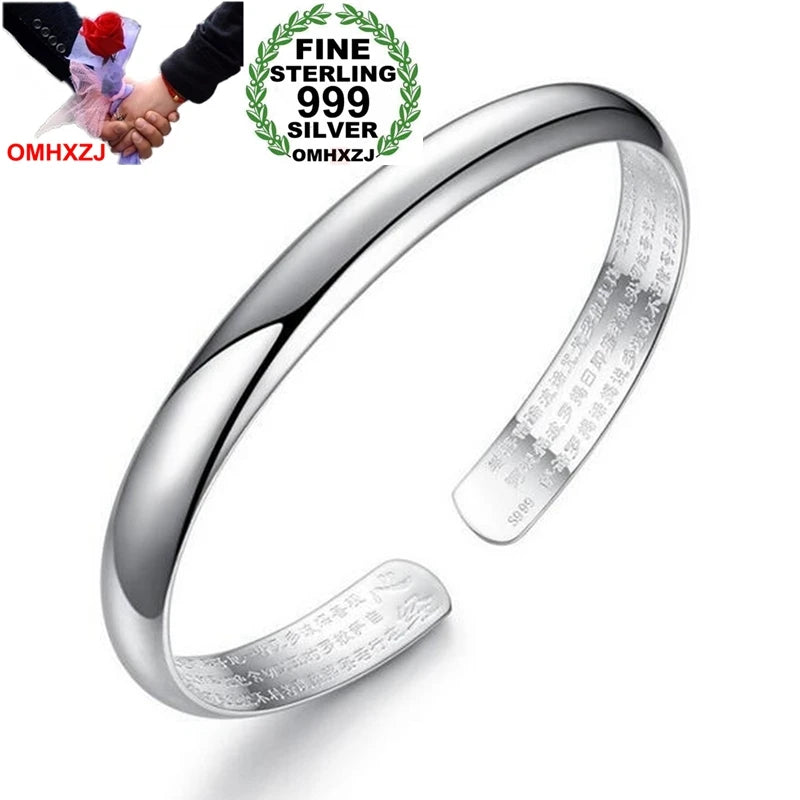Heart Sutra 999 Silver Bangle Bracelet SZ64