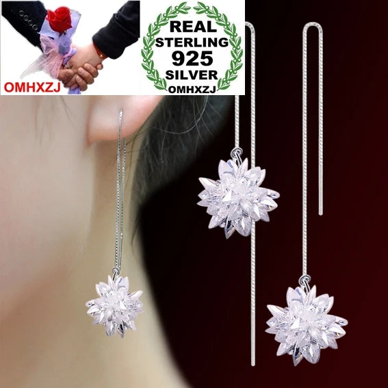 Kpop 925 Sterling Silver Tassel Pendant Drop Long Ear Line Earrings