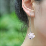 Kpop 925 Sterling Silver Tassel Pendant Drop Long Ear Line Earrings