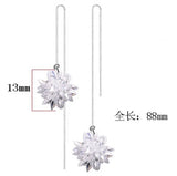 Kpop 925 Sterling Silver Tassel Pendant Drop Long Ear Line Earrings