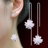 Kpop 925 Sterling Silver Tassel Pendant Drop Long Ear Line Earrings