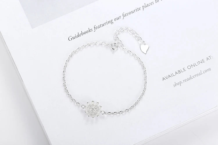 Sunflower Daisy 925 Sterling Silver Bracelet SZ124