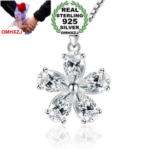 Sweet Pear Flower Zircon 925 Sterling Silver Pendant