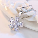 Sweet Pear Flower Zircon 925 Sterling Silver Pendant