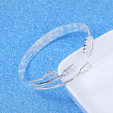 Rose Flower 925 Silver Cuff Bracelet Bangle SZ79