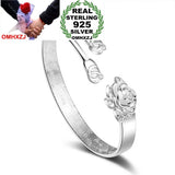 Rose Flower 925 Silver Cuff Bracelet Bangle SZ79