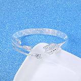 Rose Flower 925 Silver Cuff Bracelet Bangle SZ79