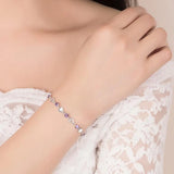 Sweet Heart Purple Zircon 925 Silver Bracelet Bangle SZ106