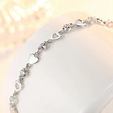 Sweet Heart Purple Zircon 925 Silver Bracelet Bangle SZ106